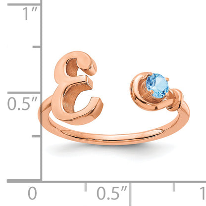 14K Rose Gold Letter E with Birthstone Ring