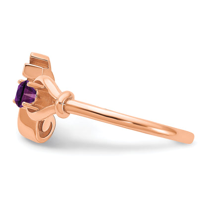 14K rose Gold Letter F with Birthstone Ring