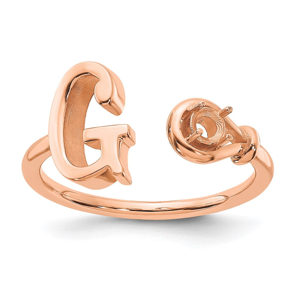 Rose Plated Sterling Silver/Rose Letter G With Birthstone Ring