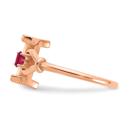 Rose Plated Sterling Silver/Rose Letter I With Birthstone Ring