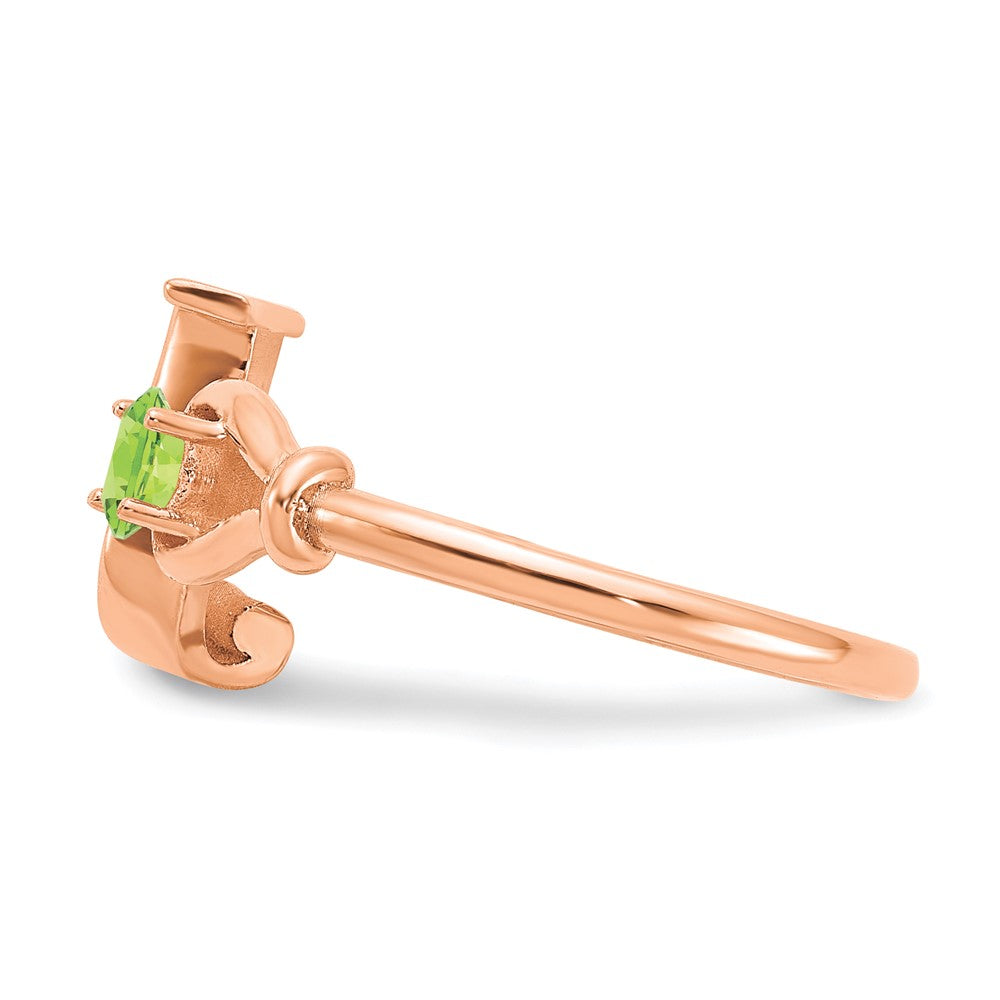 Rose Plated Sterling Silver/Rose Letter J With Birthstone Ring