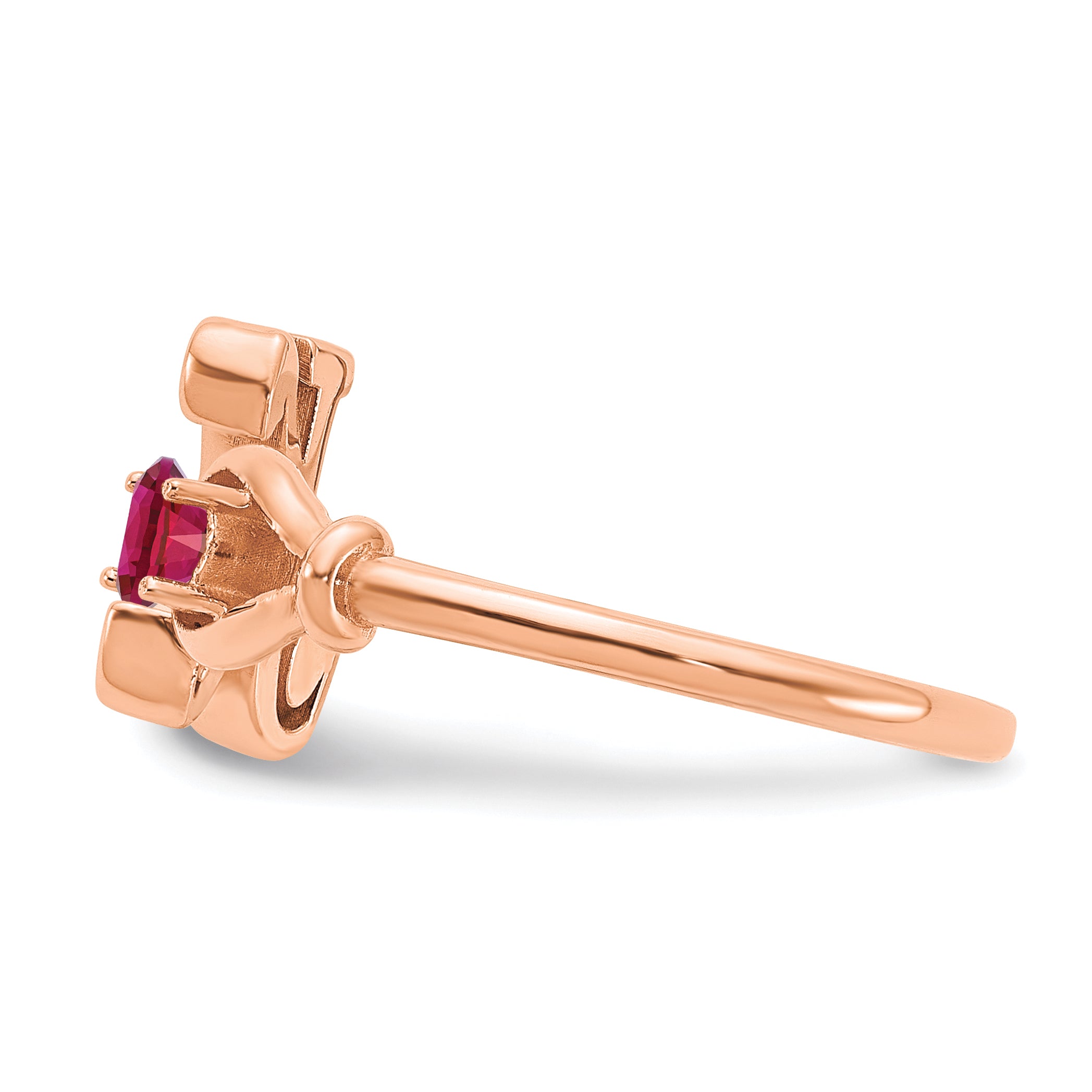 14K Rose Gold Letter K with Birthstone Ring