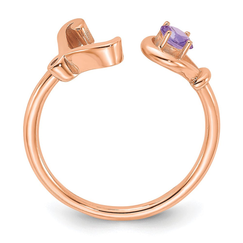 Rose Plated Sterling Silver/Rose Letter L With Birthstone Ring