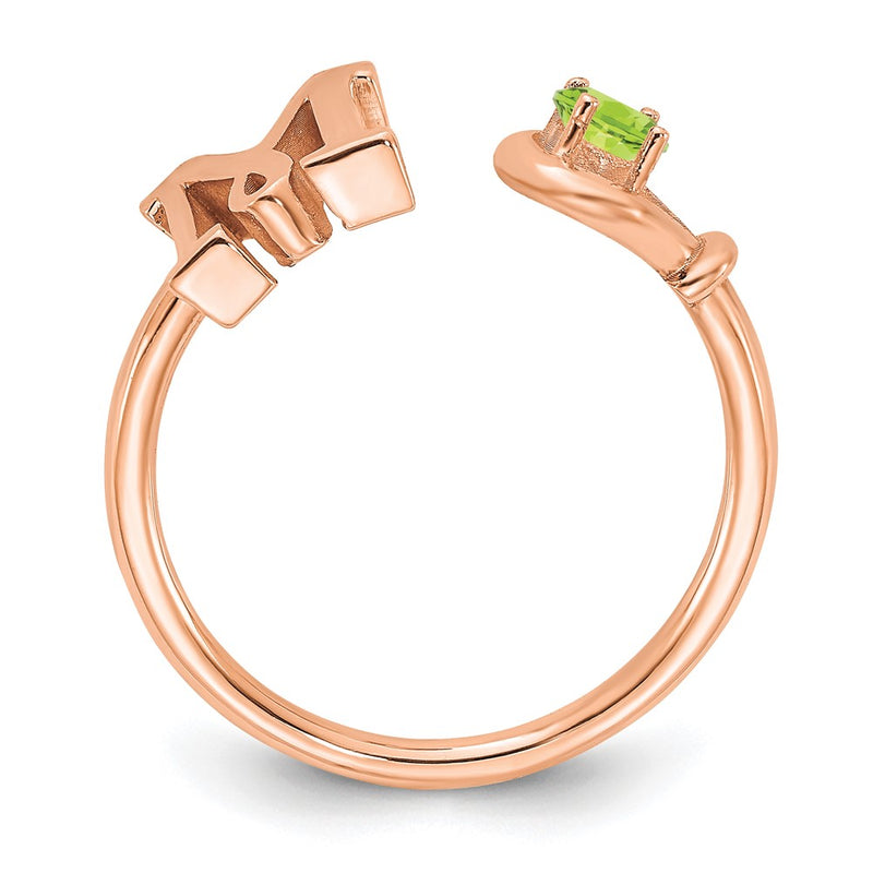 Rose Plated Sterling Silver/Rose Letter M With Birthstone Ring