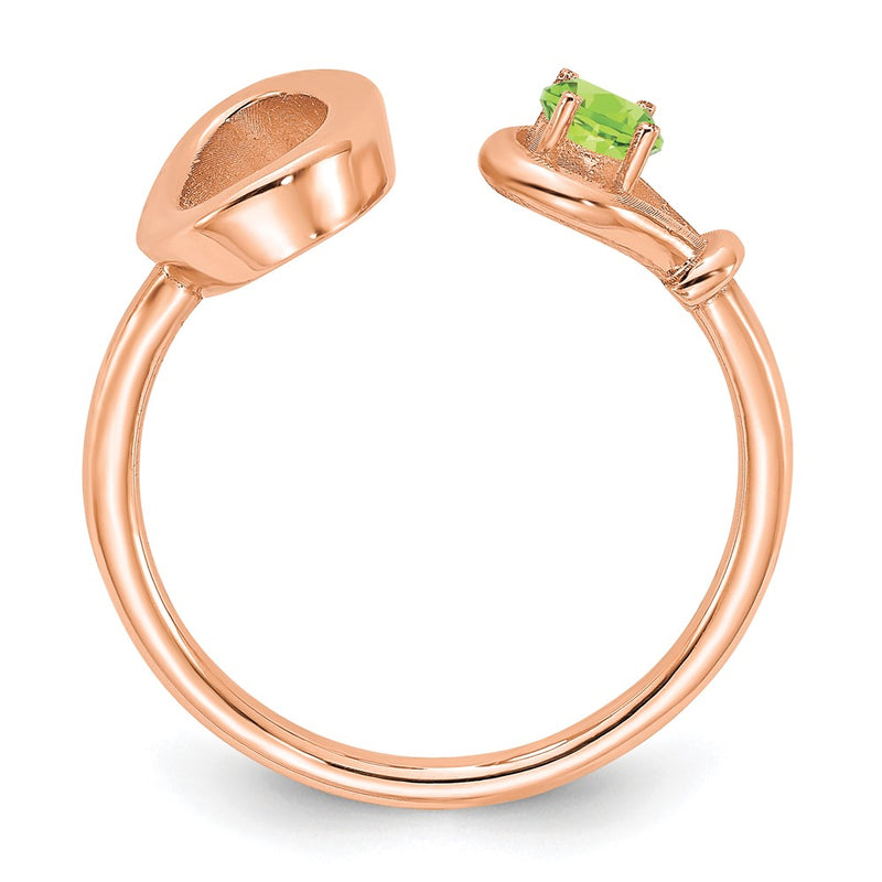 Rose Plated Sterling Silver/Rose Letter O With Birthstone Ring