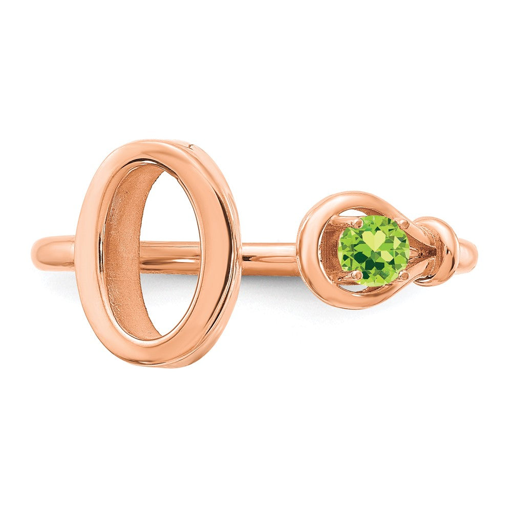 14k Rose Gold Letter O with Birthstone Ring