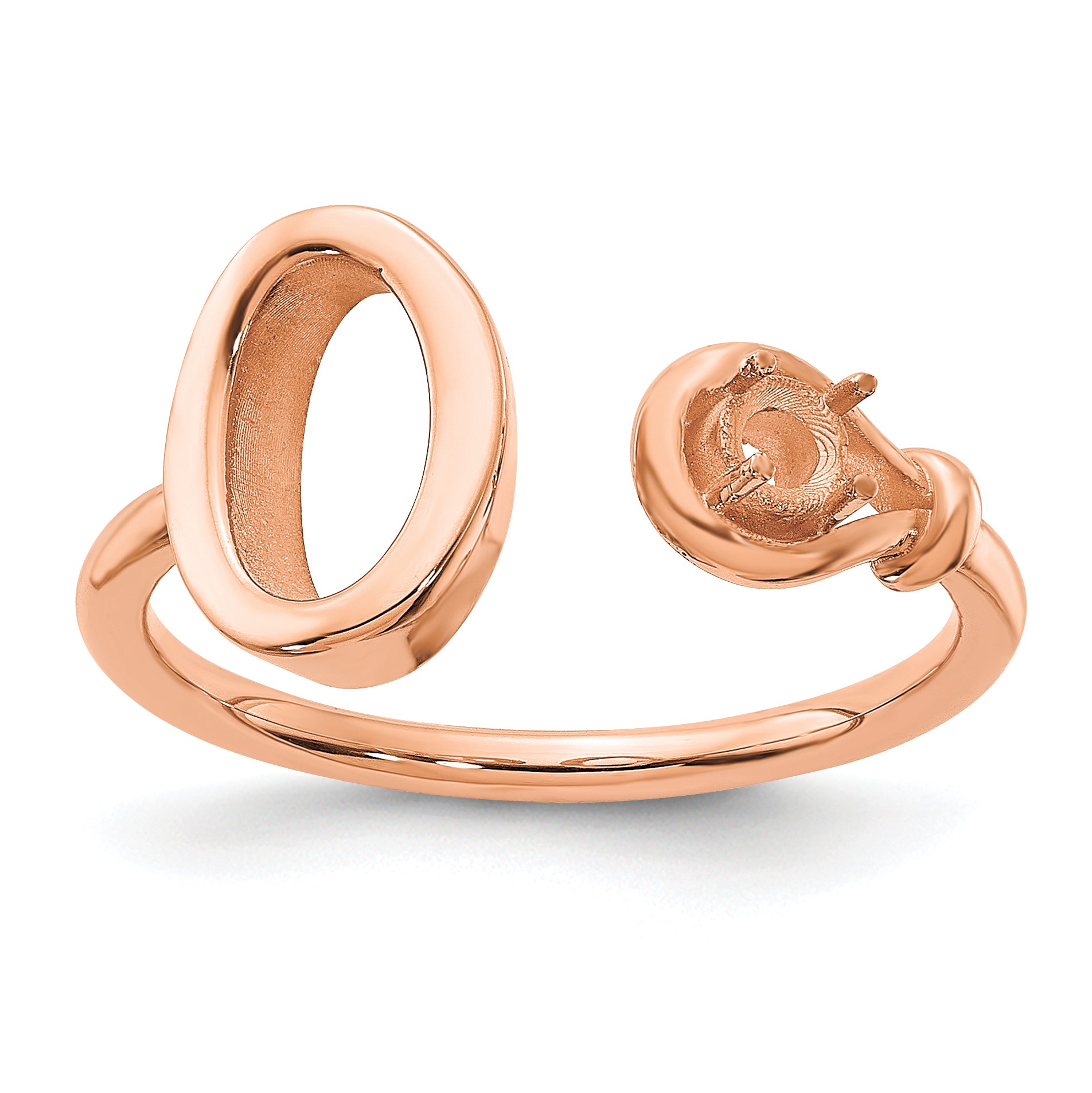 14k Rose Gold Letter O with Birthstone Ring