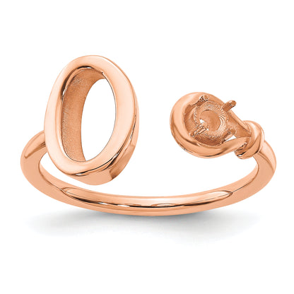 14k Rose Gold Letter O with Birthstone Ring