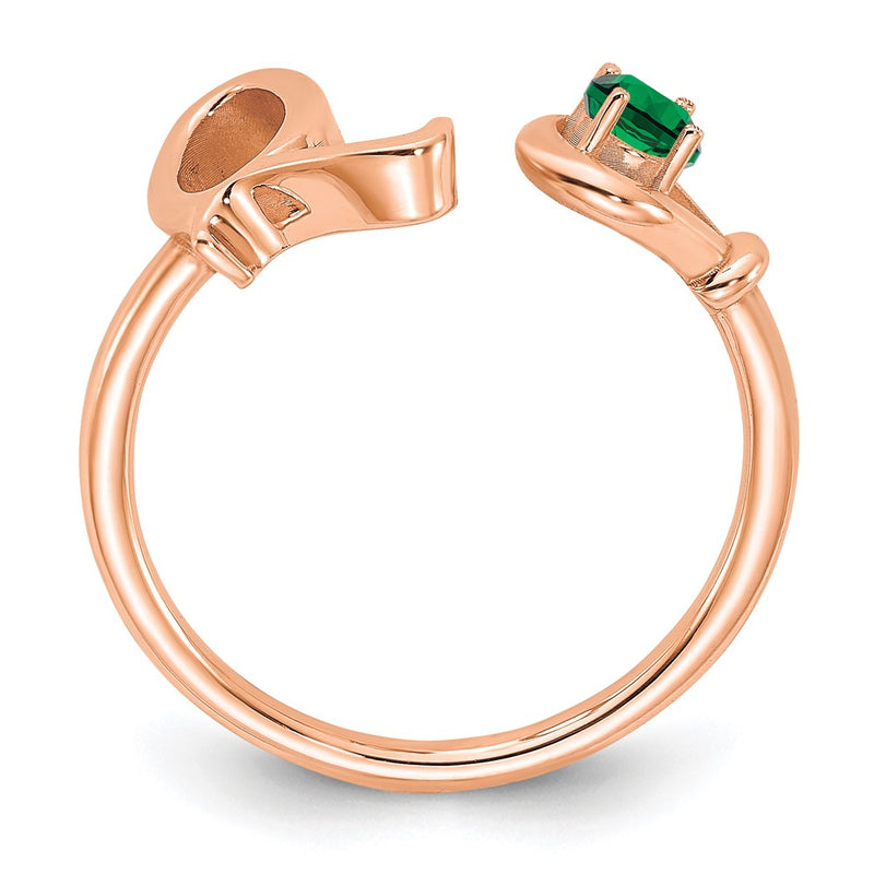 Rose Plated Sterling Silver/Rose Letter Q With Birthstone Ring