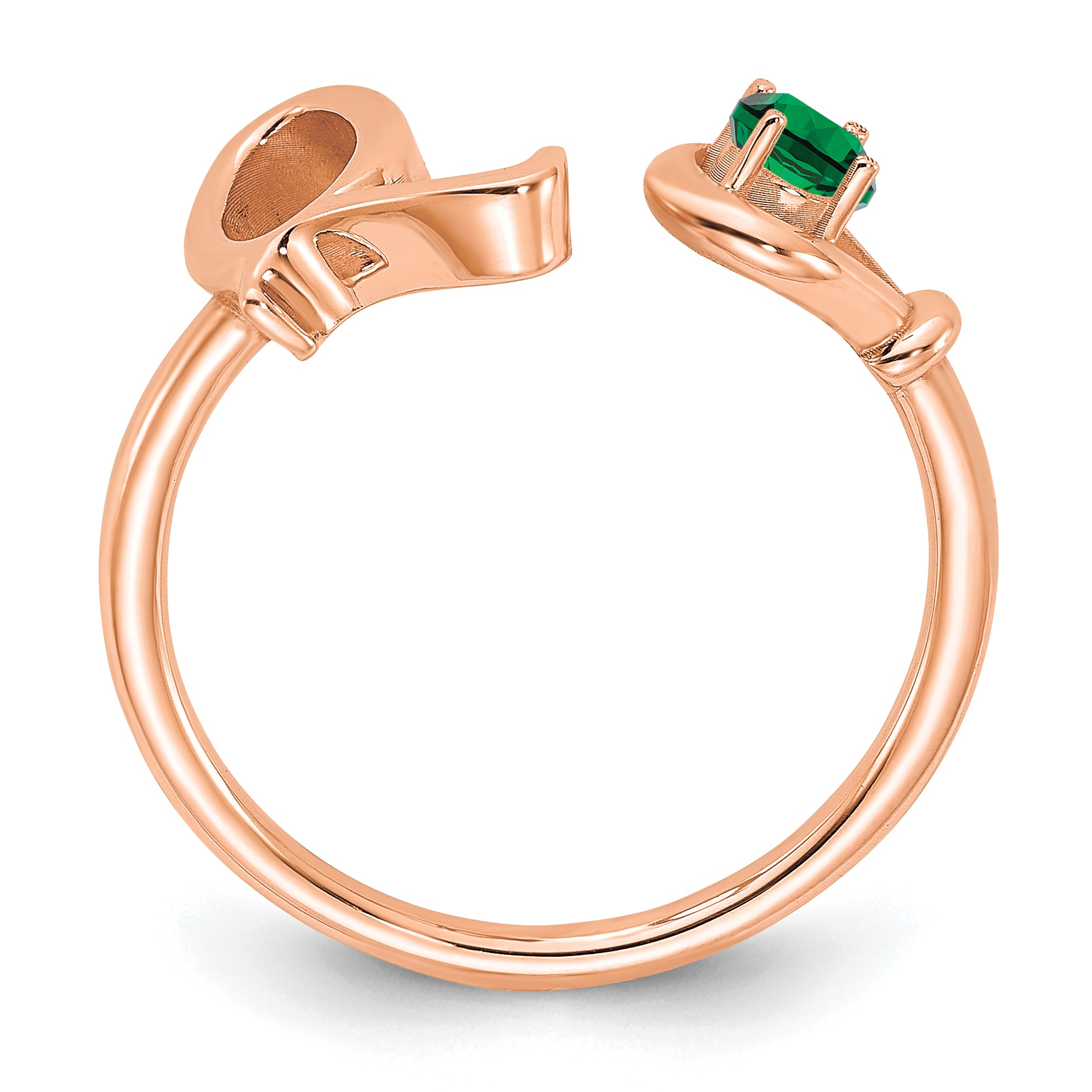 14K Rose Gold Letter Q with Birthstone Ring