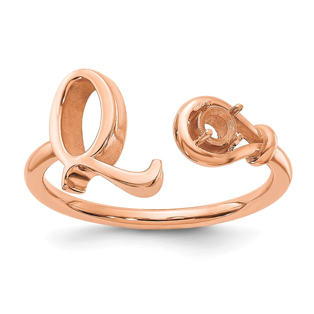 Rose Plated Sterling Silver/Rose Letter Q With Birthstone Ring