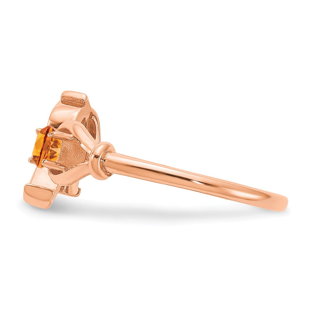 14K Rose Gold Letter R with Birthstone Ring