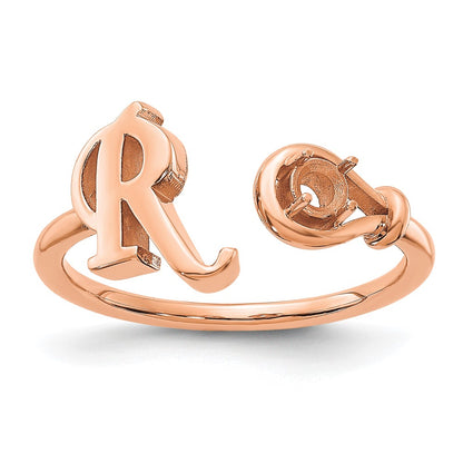 14K Rose Gold Letter R with Birthstone Ring