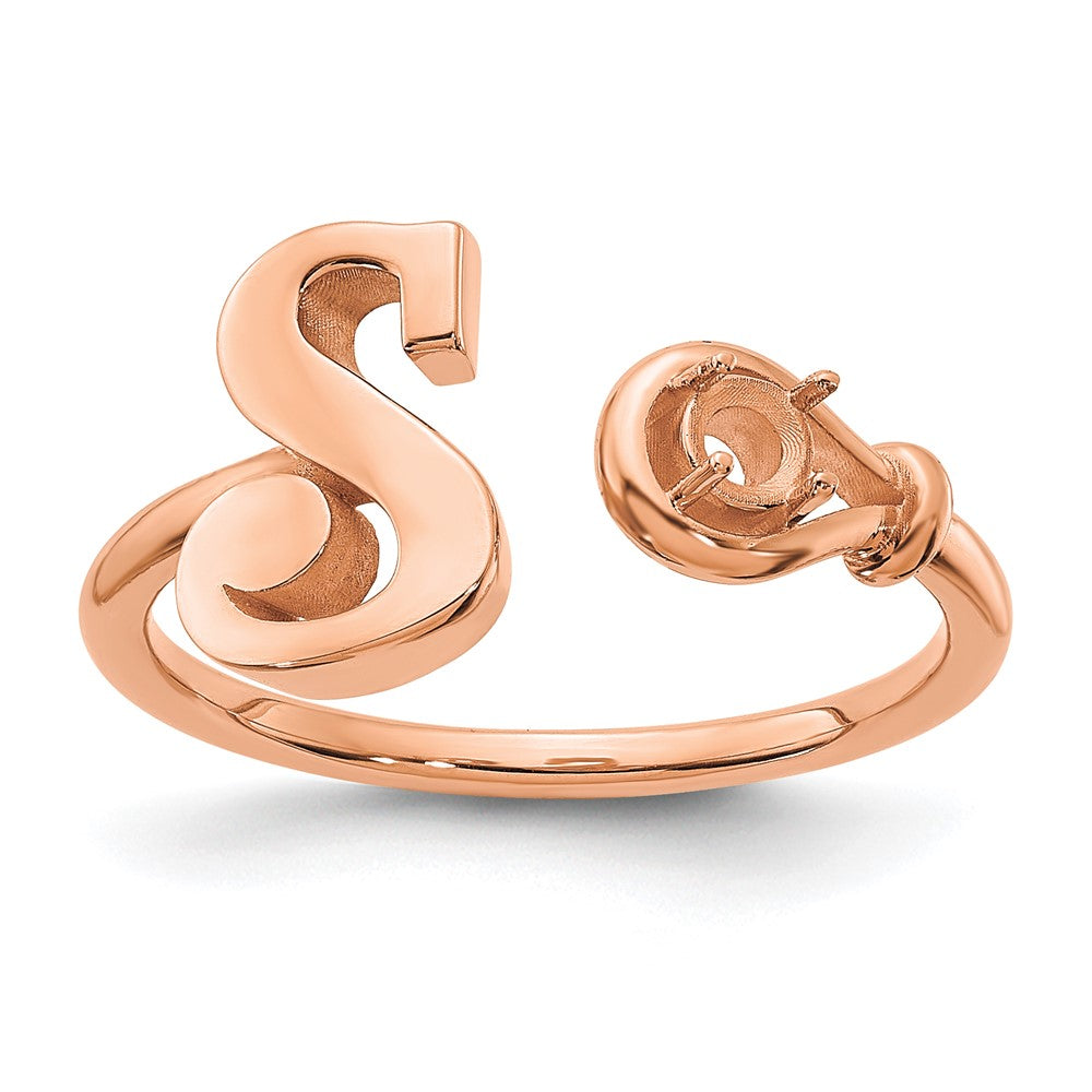 Rose Plated Sterling Silver/Rose Gold Letter S With Birthstone Ring