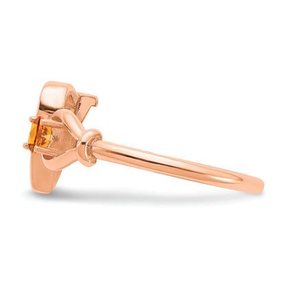 14K Rose Gold Letter V with Birthstone Ring