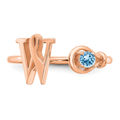 14K Rose Gold Letter W with Birthstone Ring