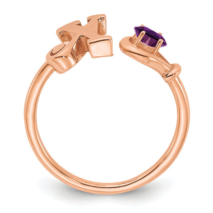 14K Rose Gold Letter X with Birthstone Ring