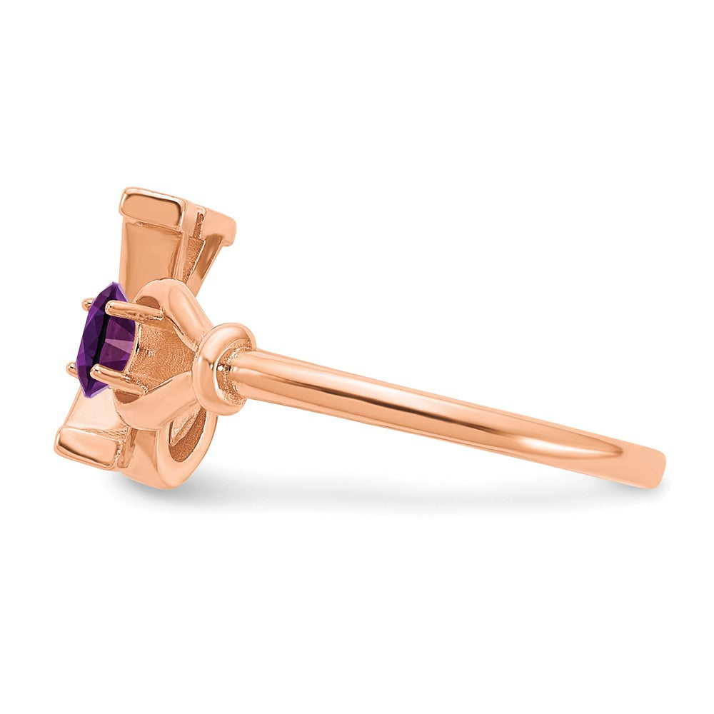 14K Rose Gold Letter X with Birthstone Ring
