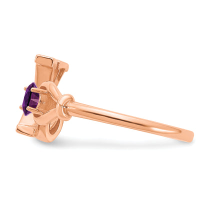 14K Rose Gold Letter X with Birthstone Ring
