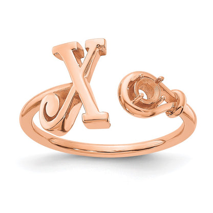 Rose Plated Sterling Silver/Rose Letter X With Birthstone Ring