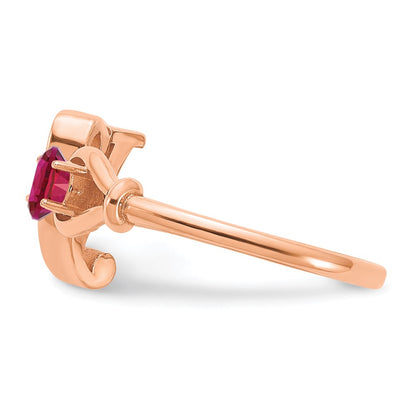 14K Rose Gold Letter Y with Birthstone Ring