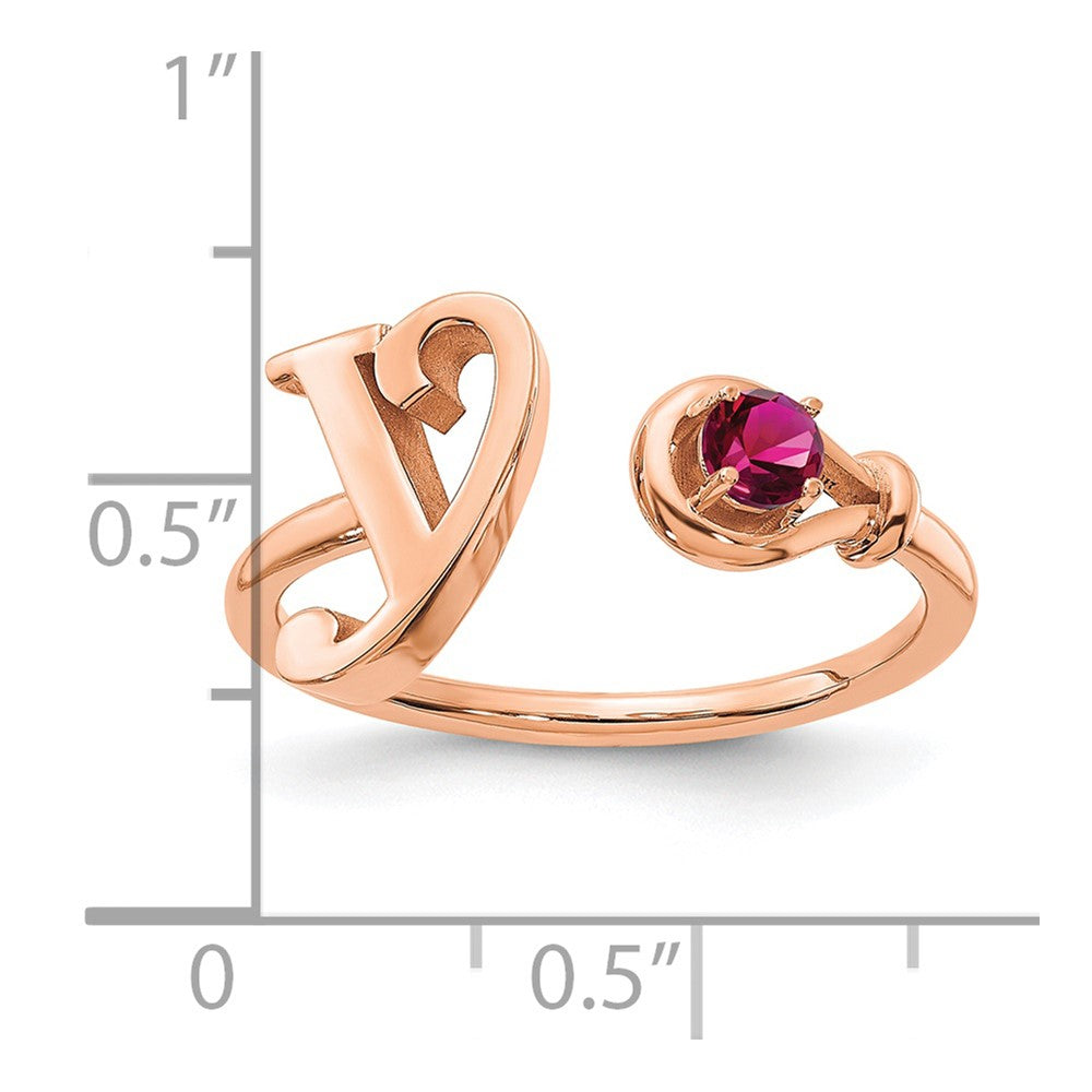 14K Rose Gold Letter Y with Birthstone Ring
