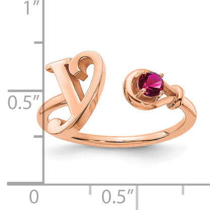 14K Rose Gold Letter S with Birthstone Ring