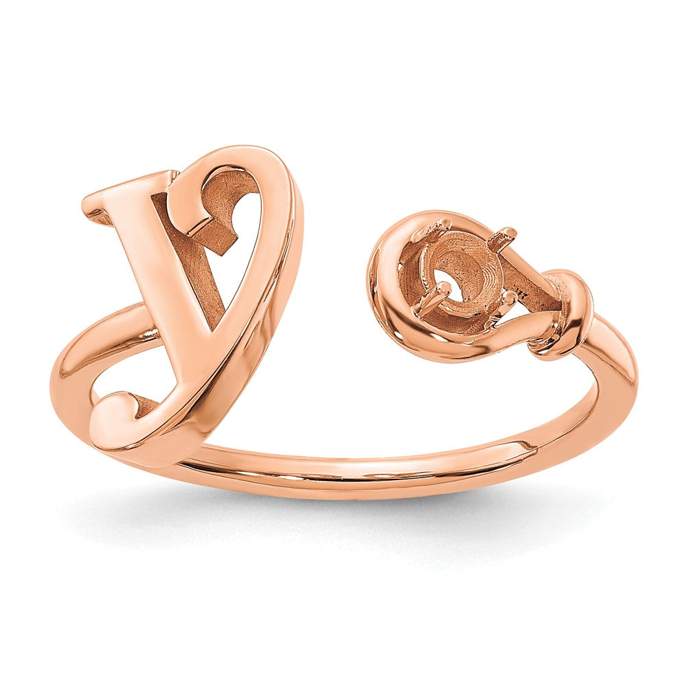 14K Rose Gold Letter Y with Birthstone Ring