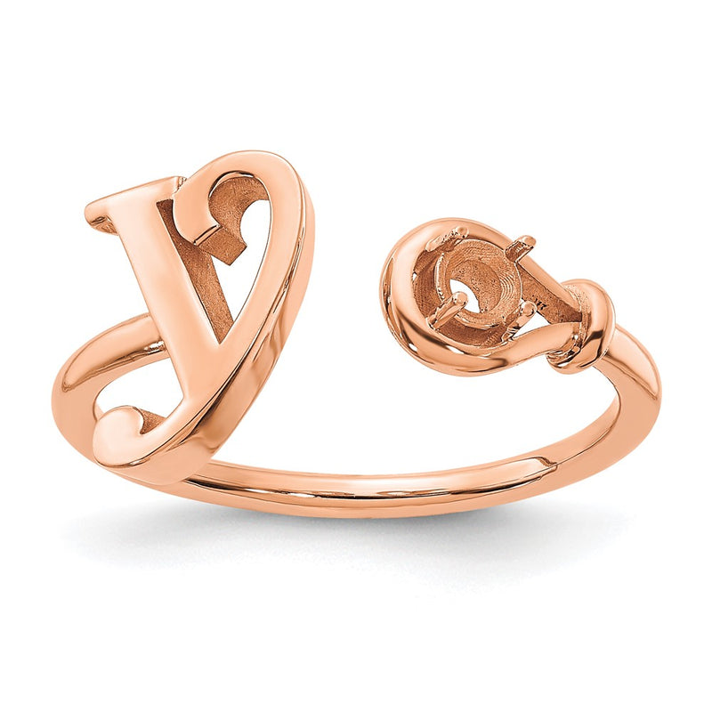 14K Rose Gold Letter Y with Birthstone Ring