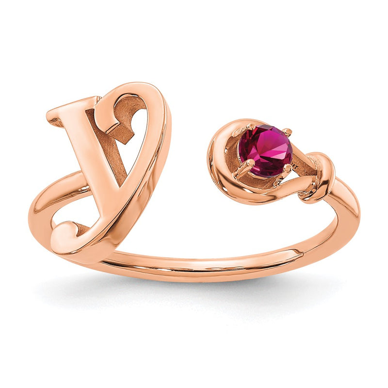 Rose Plated Sterling Silver/Rose Letter Y With Birthstone Ring