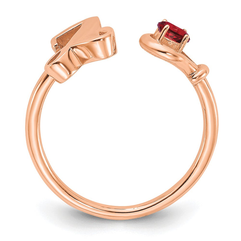 14K Rose Gold Letter Y with Birthstone Ring