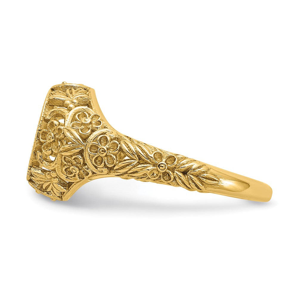 Gold Plated Filigree Epoxy And Birthstone Monogram Ring