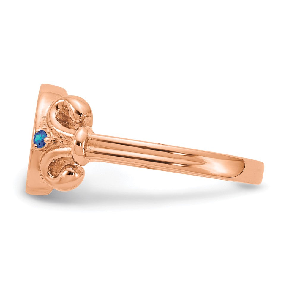 Rose Plated Sterling Silver/Rose Initial With Birthstone Ring