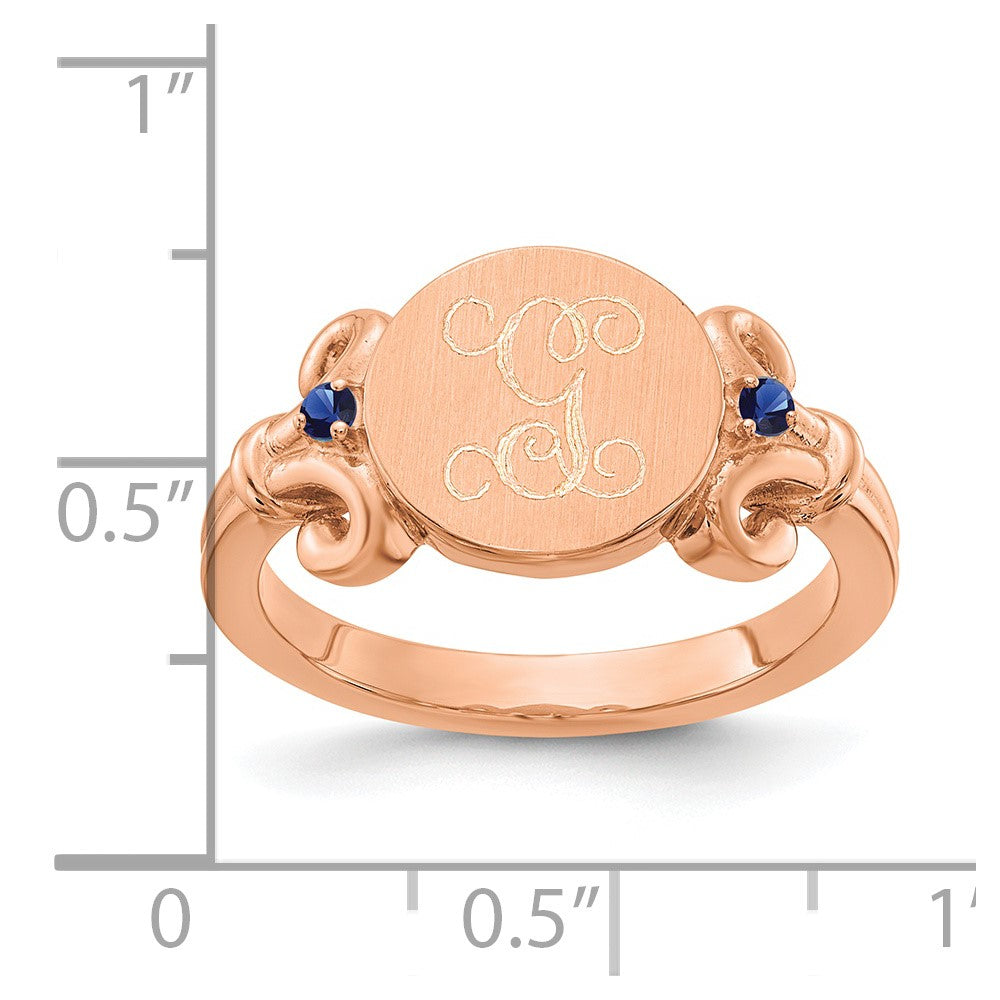 Rose Plated Sterling Silver/Rose Initial With Birthstone Ring