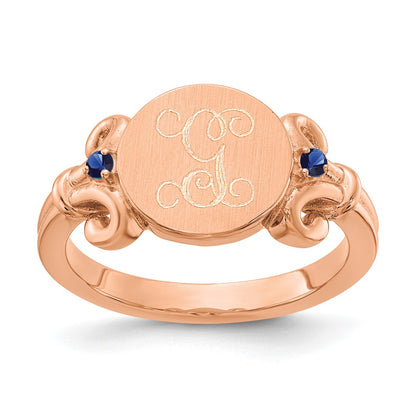 Rose Plated Sterling Silver/Rose Initial With Birthstone Ring