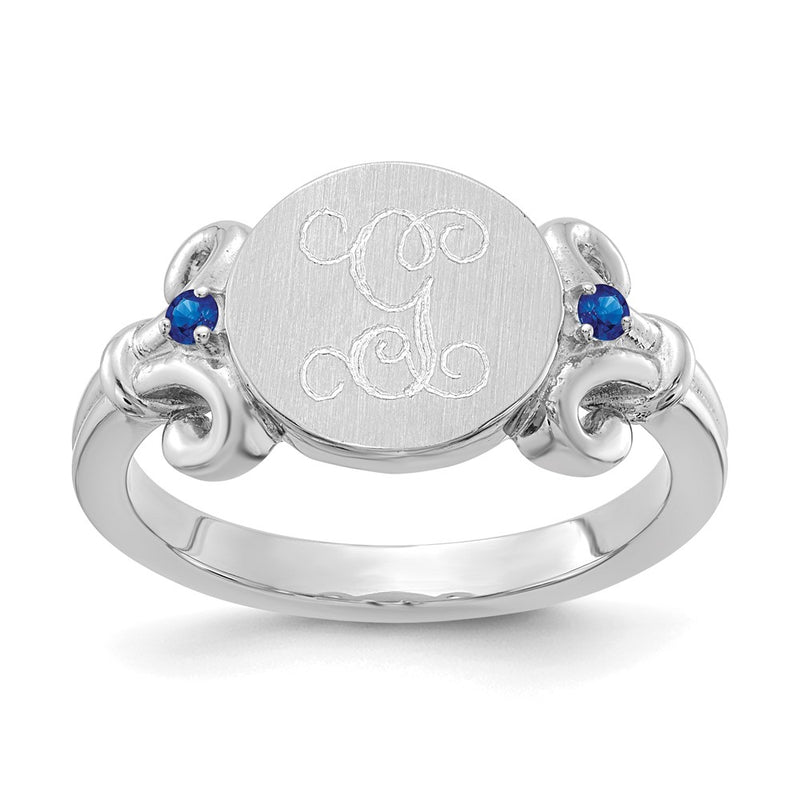 14K White Gold Initial With Birthstone Ring