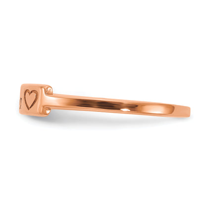 Rose Plated Sterling Silver/Rose Heart And Name Bar Ring (Size 7 Only)