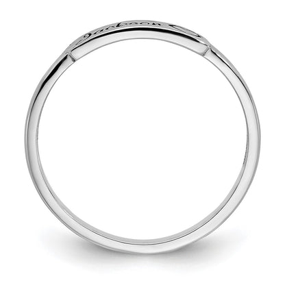 14K White Gold Heart And Name Bar Ring