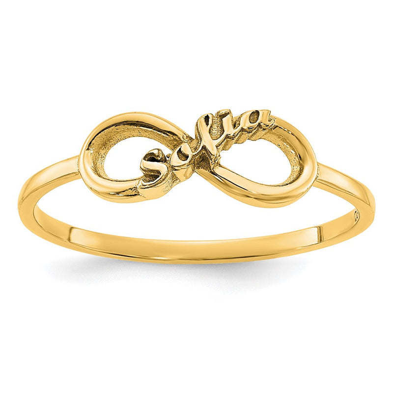 14K Yellow Gold Personalized Infinity Ring (Size 7 Only)