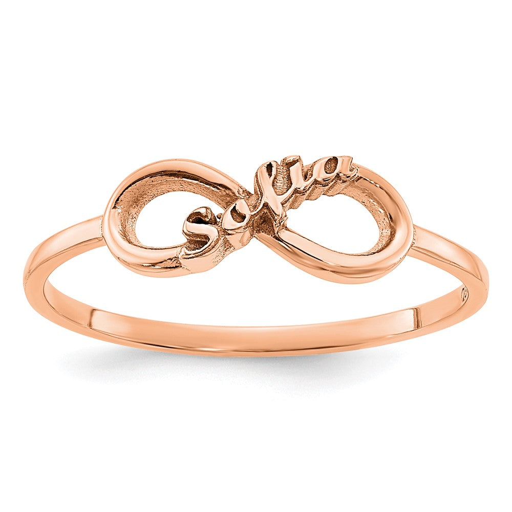 Rose Plated Sterling Silver/Rose Personalized Infinity Ring (Size 7 Only)