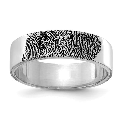 14K White Gold Fingerprint Ring