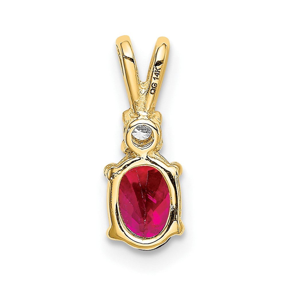 14K Yellow Gold 6X4mm Oval Ruby Aaa Diamond Pendant