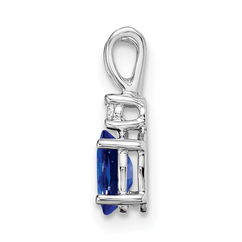 14k White Gold 14k White Gold 6x4mm Oval Sapphire AA Diamond pendant