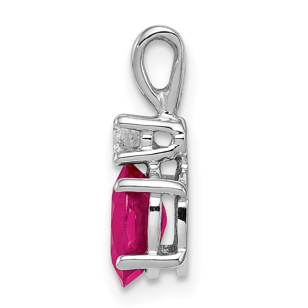 14k White Gold Ruby Diamond Pendant