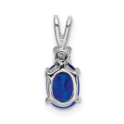 14k White Gold 14k White Gold 7x5mm Oval Sapphire AA Diamond pendant