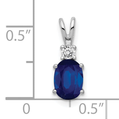 14k White Gold 14k White Gold 7x5mm Oval Sapphire AA Diamond pendant