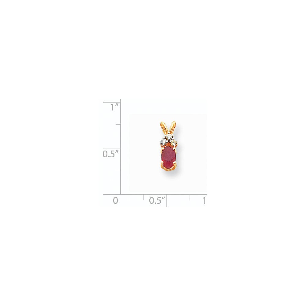 14K Yellow Gold 6x4mm Oval Ruby AA Real Diamond pendant