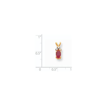 14K Yellow Gold 6x4mm Oval Ruby AA Real Diamond pendant
