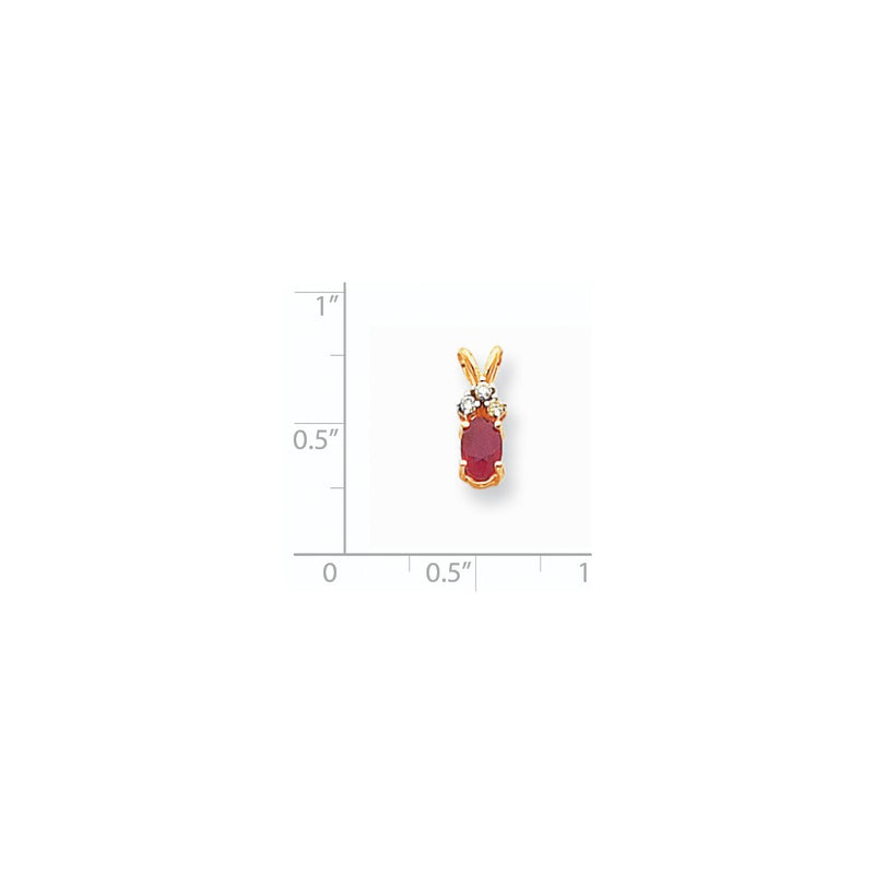 14K Yellow Gold 6x4mm Oval Ruby AA Real Diamond pendant