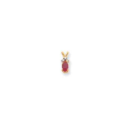 14K Yellow Gold 6x4mm Oval Ruby AA Real Diamond pendant